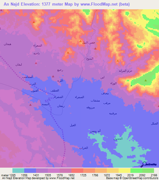 An Najd,Yemen Elevation Map