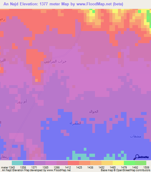An Najd,Yemen Elevation Map