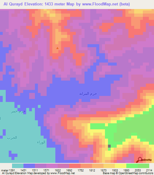 Al Qurayd,Yemen Elevation Map