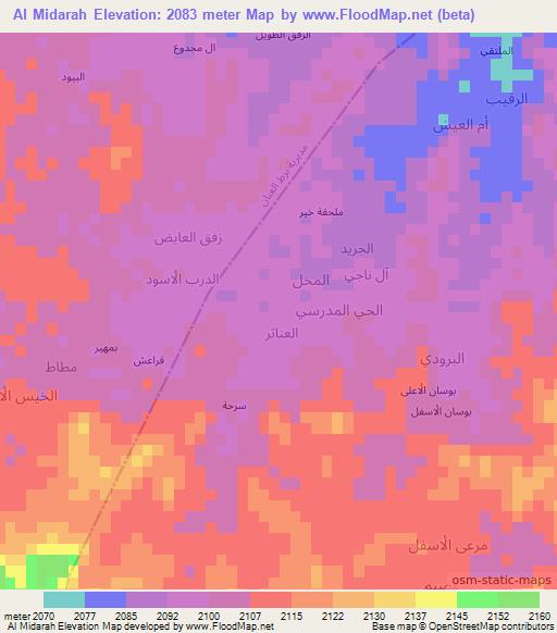 Al Midarah,Yemen Elevation Map