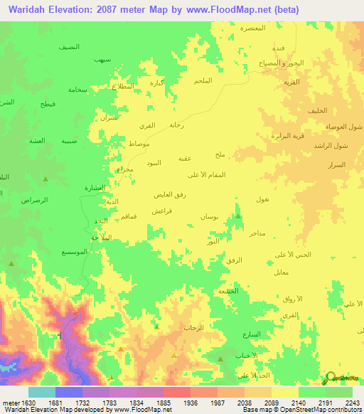 Waridah,Yemen Elevation Map