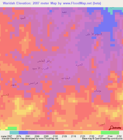 Waridah,Yemen Elevation Map