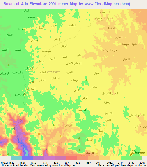 Busan al A`la,Yemen Elevation Map