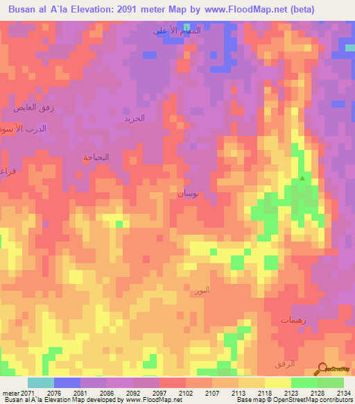 Busan al A`la,Yemen Elevation Map