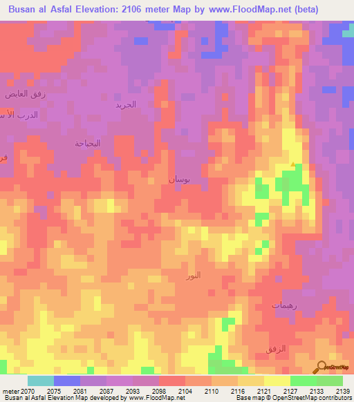 Busan al Asfal,Yemen Elevation Map