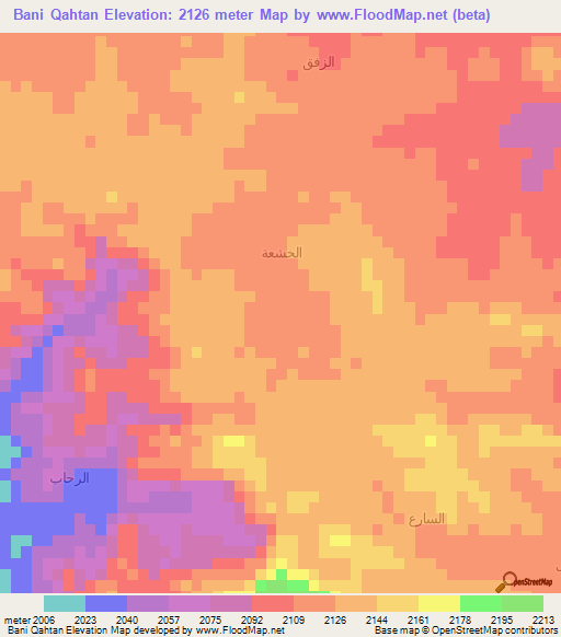 Bani Qahtan,Yemen Elevation Map