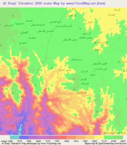 Al Shayi`,Yemen Elevation Map