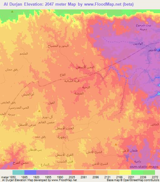 Al Durjan,Yemen Elevation Map