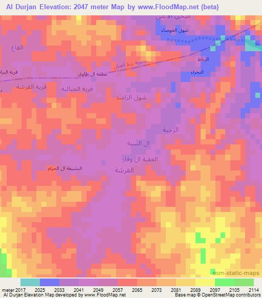 Al Durjan,Yemen Elevation Map