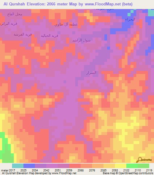 Al Qurshah,Yemen Elevation Map