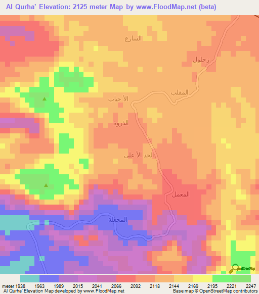 Al Qurha',Yemen Elevation Map