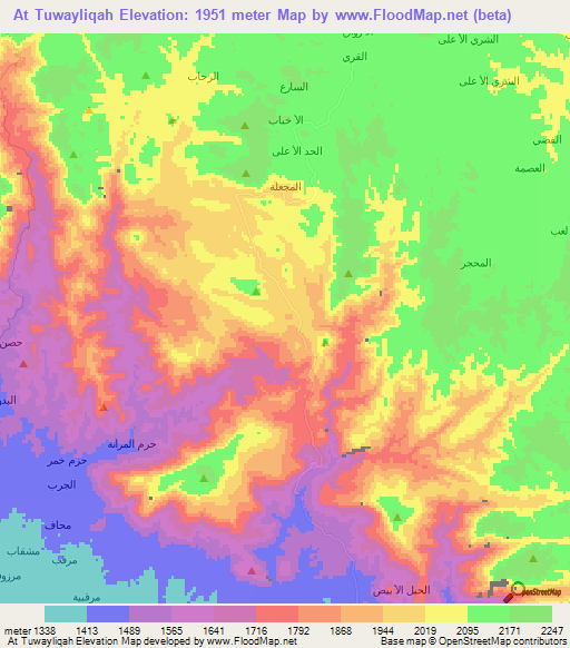 At Tuwayliqah,Yemen Elevation Map