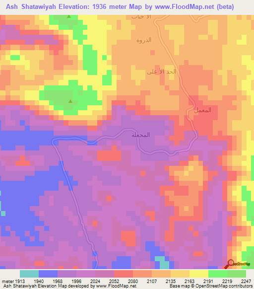 Ash Shatawiyah,Yemen Elevation Map