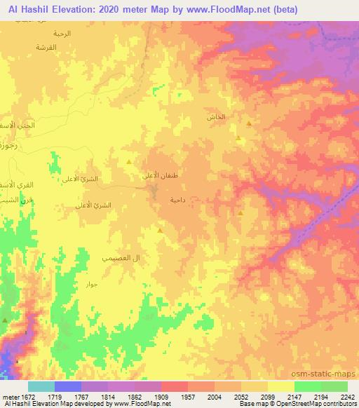 Al Hashil,Yemen Elevation Map