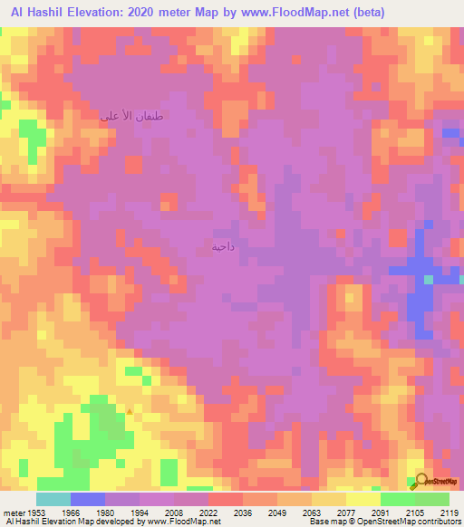 Al Hashil,Yemen Elevation Map