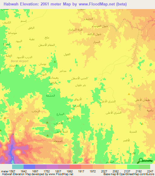 Habwah,Yemen Elevation Map