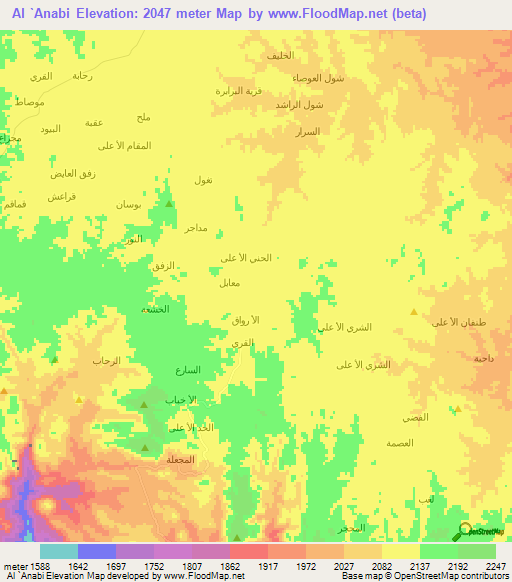 Al `Anabi,Yemen Elevation Map