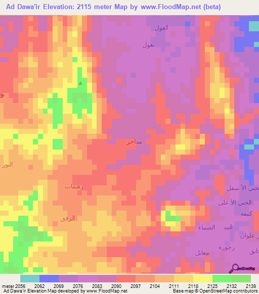 Ad Dawa'ir,Yemen Elevation Map