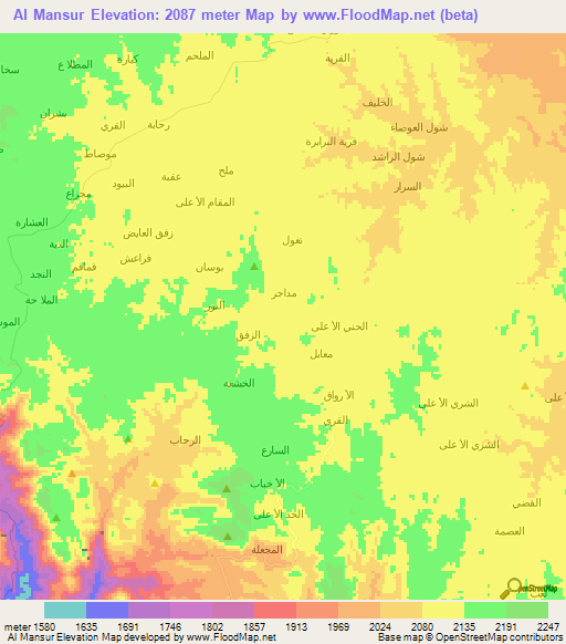 Al Mansur,Yemen Elevation Map