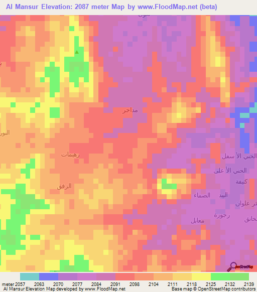 Al Mansur,Yemen Elevation Map