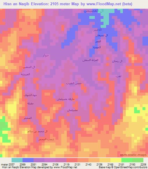 Hisn an Naqib,Yemen Elevation Map