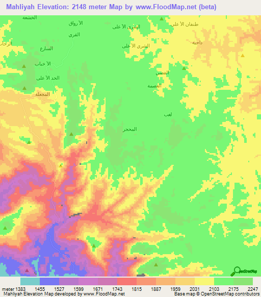 Mahliyah,Yemen Elevation Map