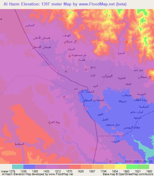 Al Hazm,Yemen Elevation Map