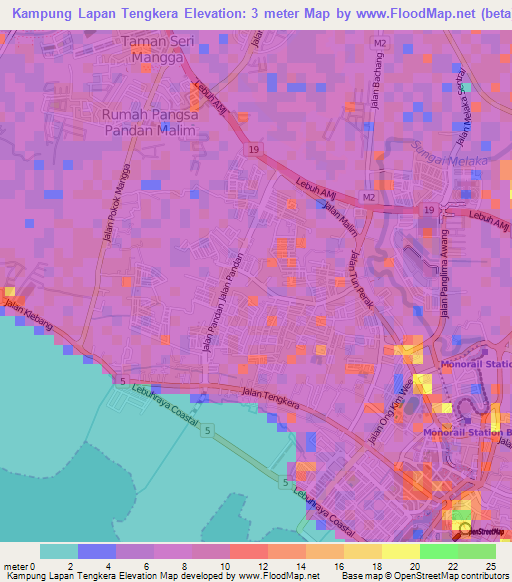 Kampung Lapan Tengkera,Malaysia Elevation Map