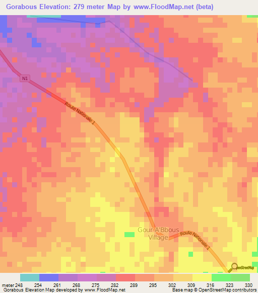 Gorabous,Djibouti Elevation Map
