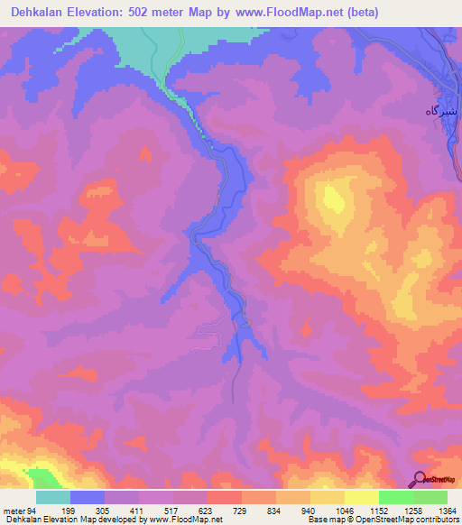 Dehkalan,Iran Elevation Map