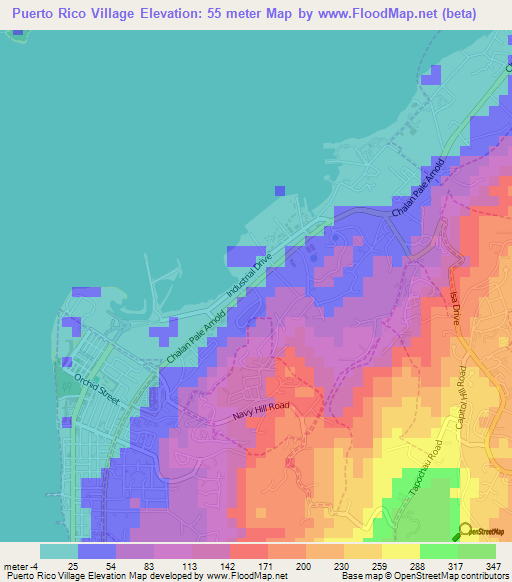 Puerto Rico Village,Northern Mariana Islands Elevation Map