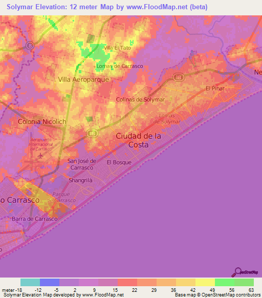 Solymar,Uruguay Elevation Map
