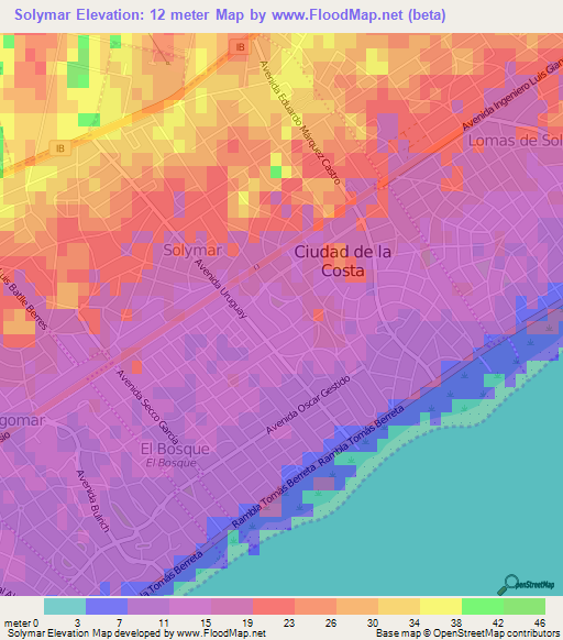 Solymar,Uruguay Elevation Map