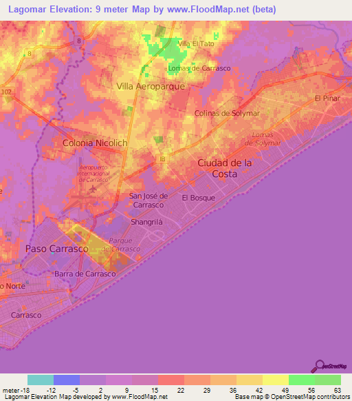 Lagomar,Uruguay Elevation Map