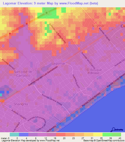 Lagomar,Uruguay Elevation Map