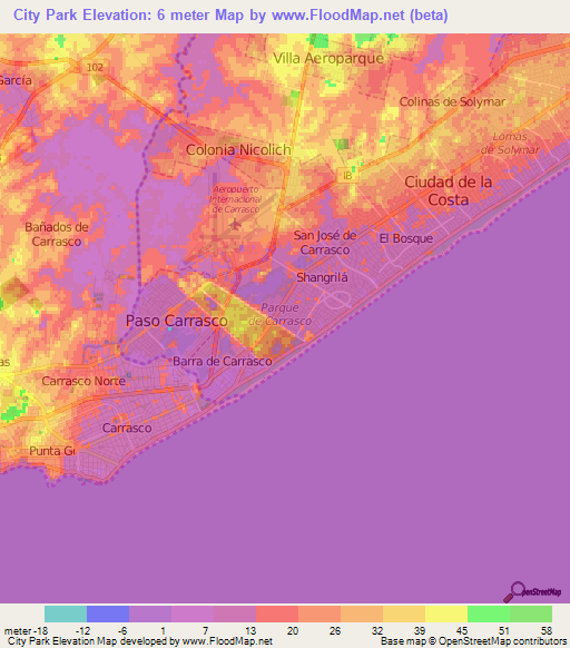 City Park,Uruguay Elevation Map