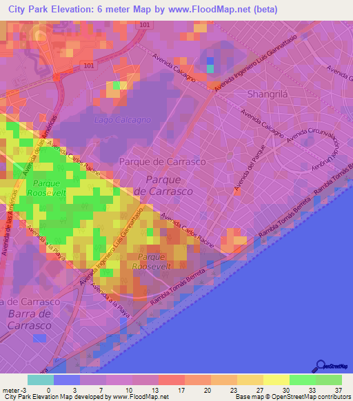 City Park,Uruguay Elevation Map