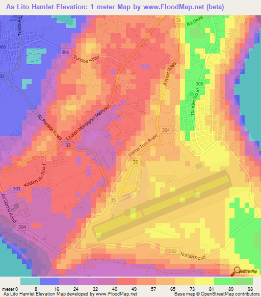 As Lito Hamlet,Northern Mariana Islands Elevation Map