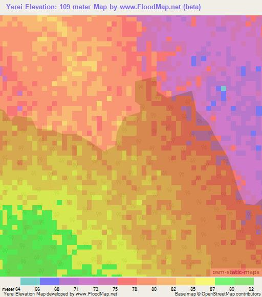 Yerei,Kenya Elevation Map