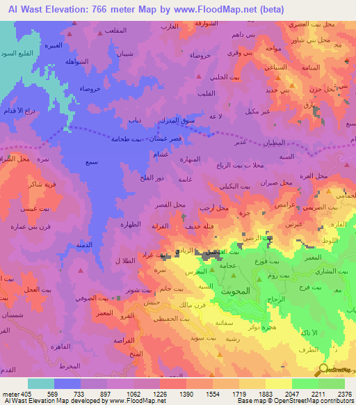 Al Wast,Yemen Elevation Map