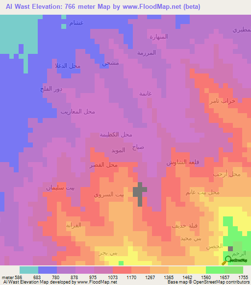 Al Wast,Yemen Elevation Map