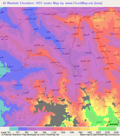 Al Wasitah,Yemen Elevation Map