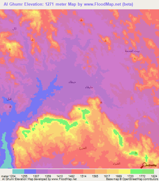 Al Ghumr,Yemen Elevation Map