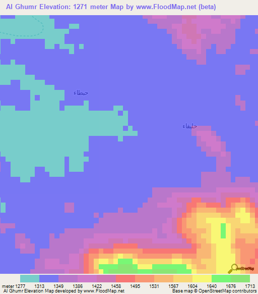 Al Ghumr,Yemen Elevation Map