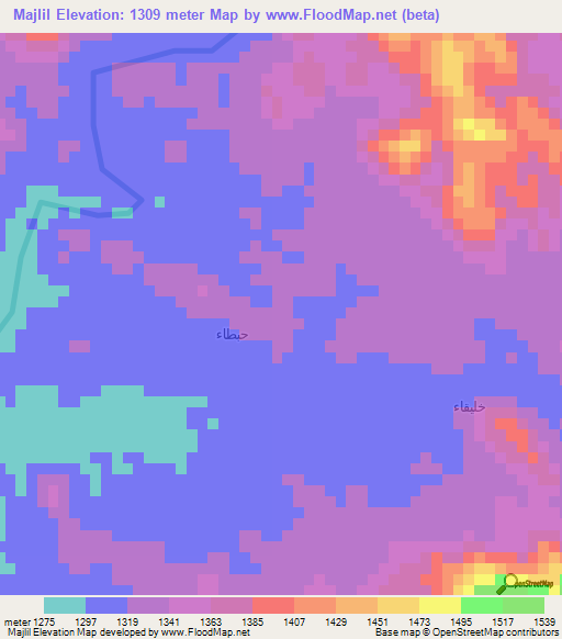 Majlil,Yemen Elevation Map