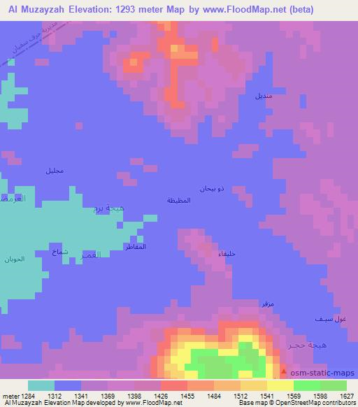 Al Muzayzah,Yemen Elevation Map