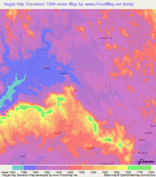 Hayjat Hajr,Yemen Elevation Map