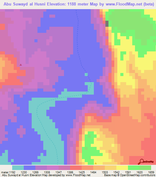 Abu Suwayd al Husni,Yemen Elevation Map