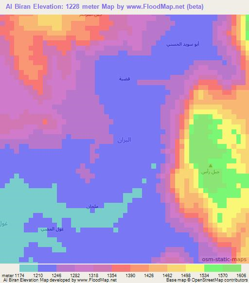 Al Biran,Yemen Elevation Map