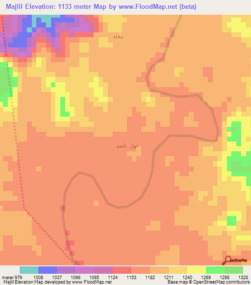 Majlil,Yemen Elevation Map